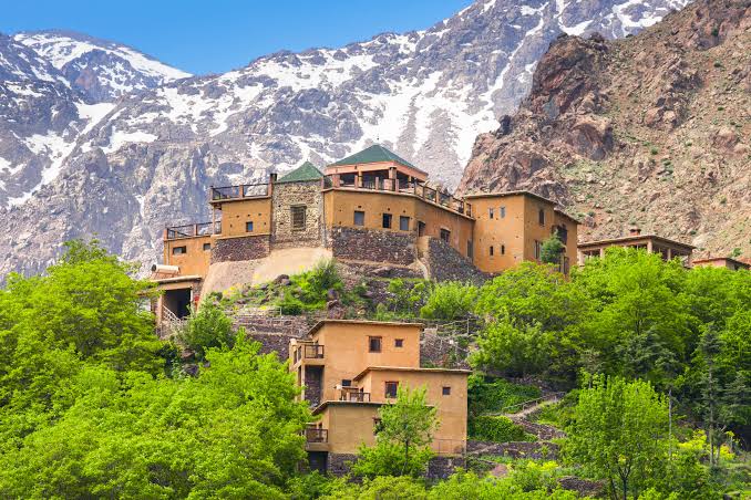 Traditional Amazigh mountain village in the High Atlas of Morocco — stone architecture built to endure the mountain climate across generations